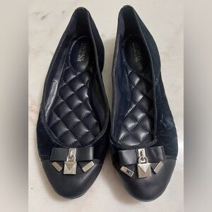 Michael Kors Navy Blue Velvet Leather Ballet Flats Shoes 7.5M US